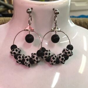 Elegant Black and Silver Hoop Earrings